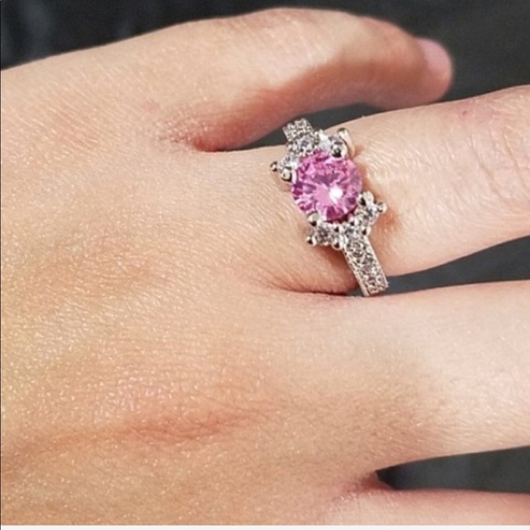 🌸New❤️❤️Princess Cut 3CT Pink Sapphire Ring🌸 - Picture 3 of 4